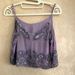 Purple beaded crop top